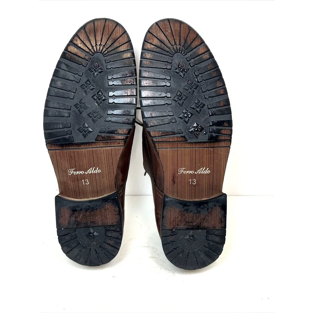 Ferro Aldo Men Dress Shoes Leather Lined Lace Up Brown Size 13